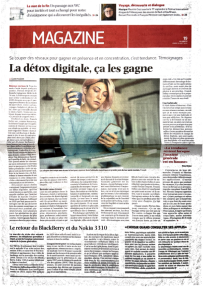 Détox digitale : Quand le journal La Liberté s&rsquo;intéresse à notre approche